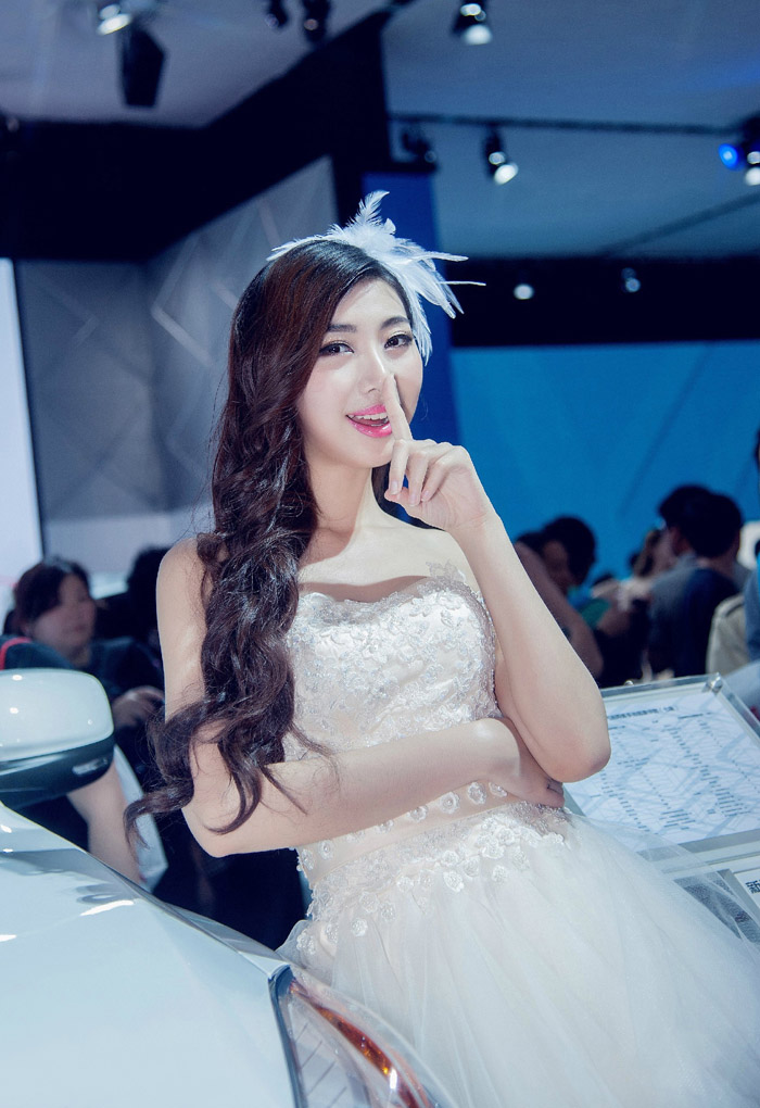 2015海南第一场车展大眼美女车模(图9)