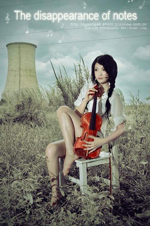 秀气美人儿人像摄影作品《风中的琴谱》(图2)