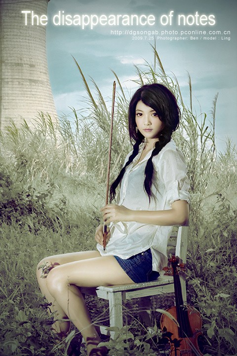 秀气美人儿人像摄影作品《风中的琴谱》(图3)