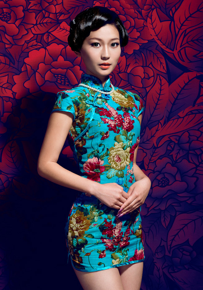 短旗袍美女端庄典雅淑女照(图7)