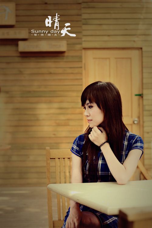 蓝格子美女旗袍摄影(图5)