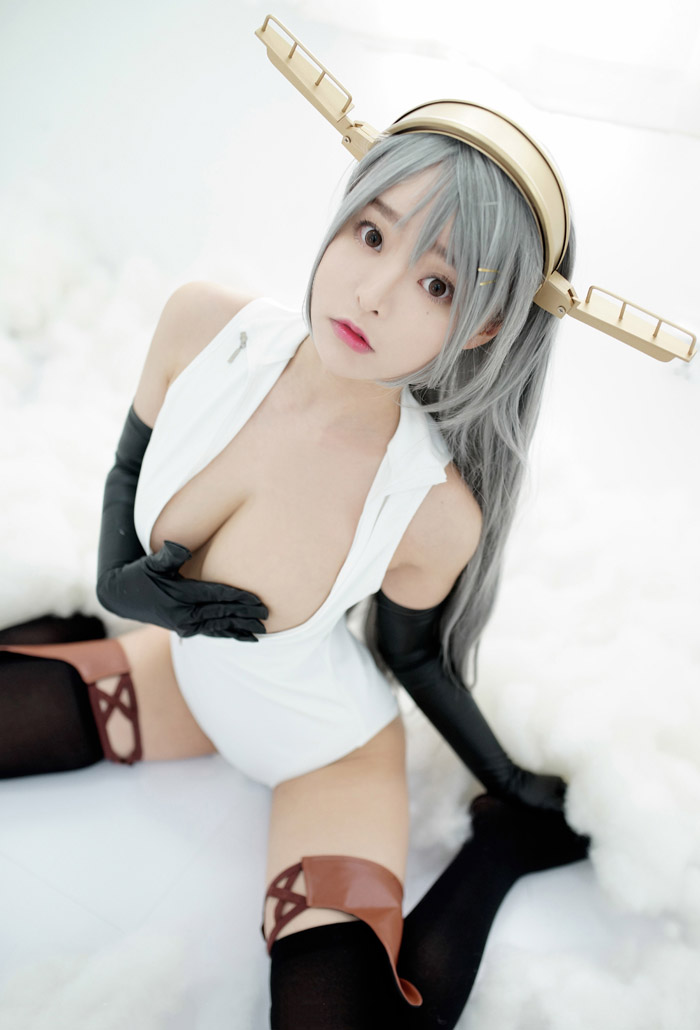 舰娘cosplay柳侑绮大胆开胸泳衣版(图25)